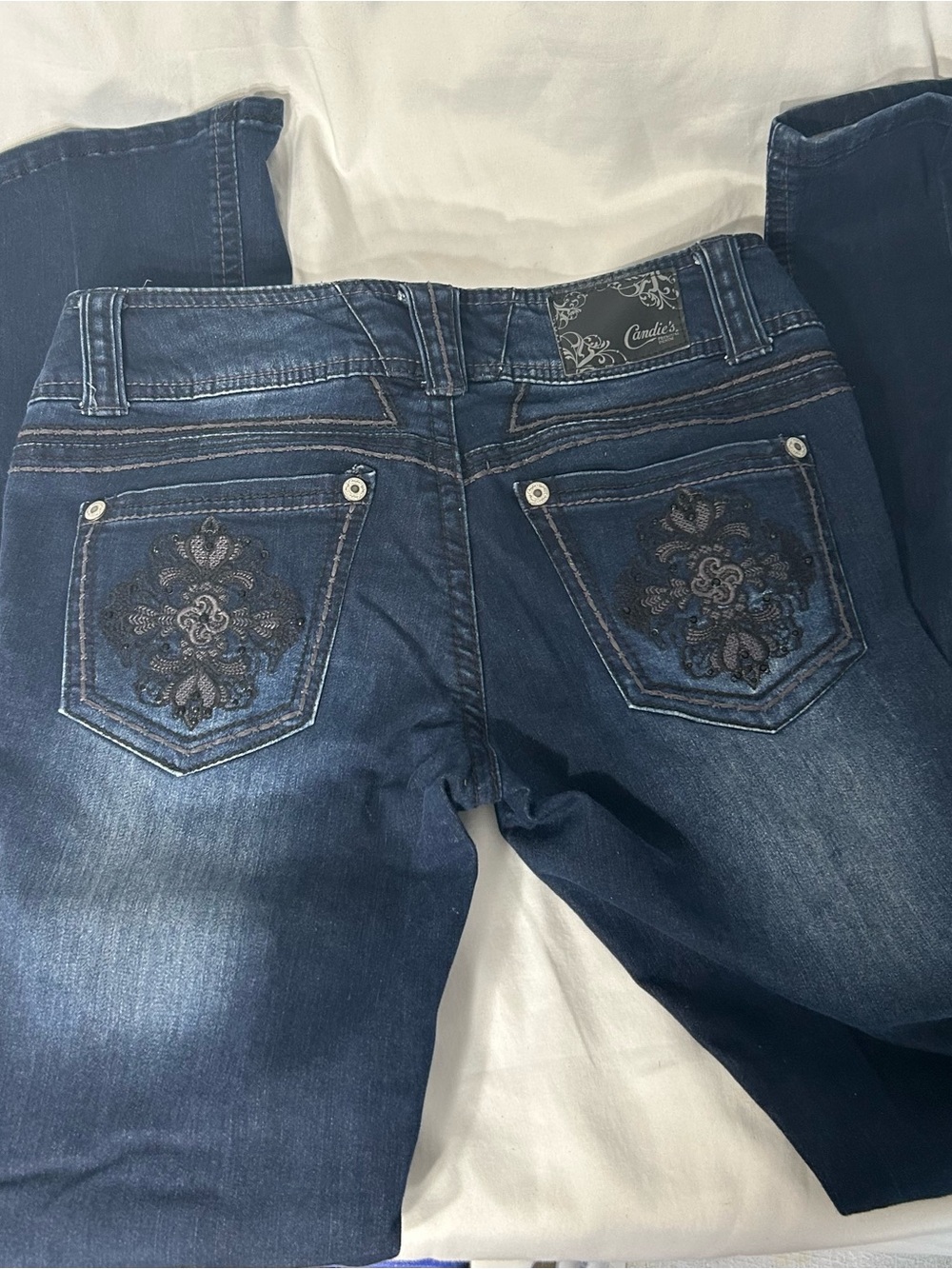 Candie's Dark Blue Boot Cut Jeans with Embroidered Back Pockets